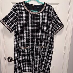 Vici Black and White Tweed Elegant Mini Dress